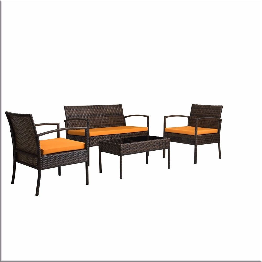 Popular Outdoor Conversation Set 4 Piece Patio Furniture Wicker Table Chairs Inside Indoor Outdoor Conversation Sets (View 14 of 15)