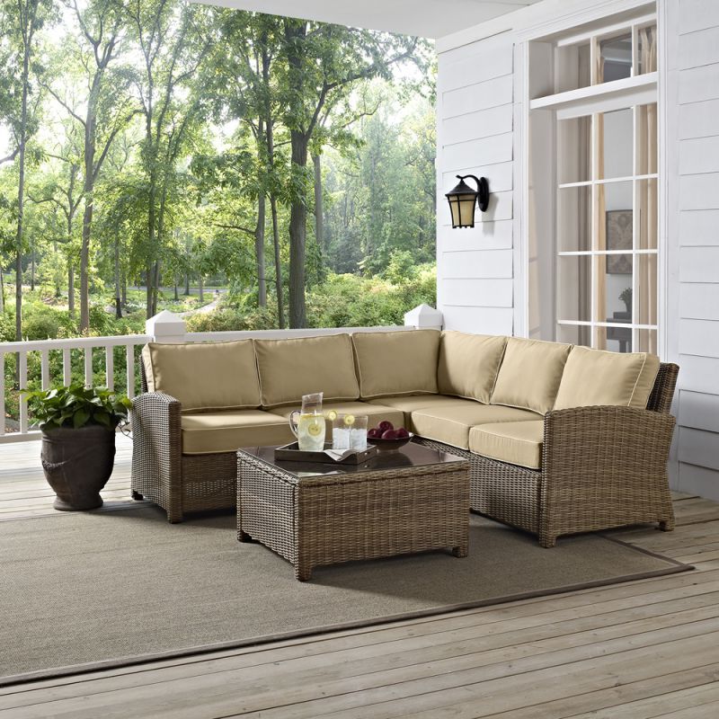 Popular Rattan Wicker Sand Outdoor Seating Sets With Crosley Furniture – Bradenton 4 Piece Outdoor Wicker Seating Set With (View 4 of 15)