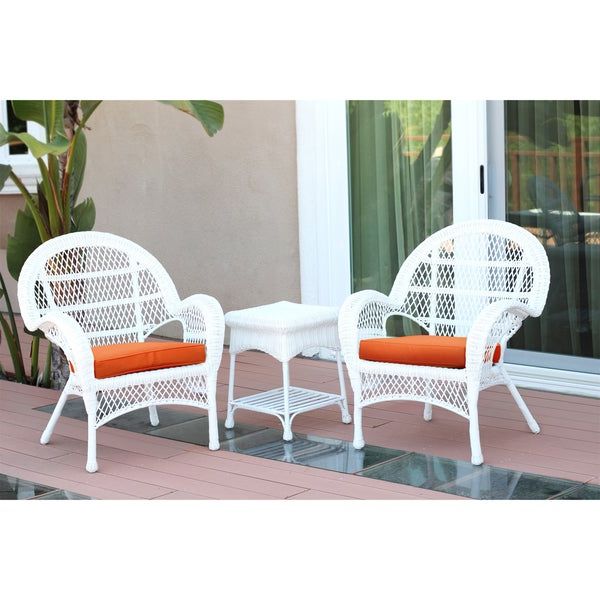 Popular Shop Santa Maria White Wicker Chair And End Table Set With Cushions With Regard To Beige Wicker And Green Fabric Patio Bistro Sets (View 7 of 15)