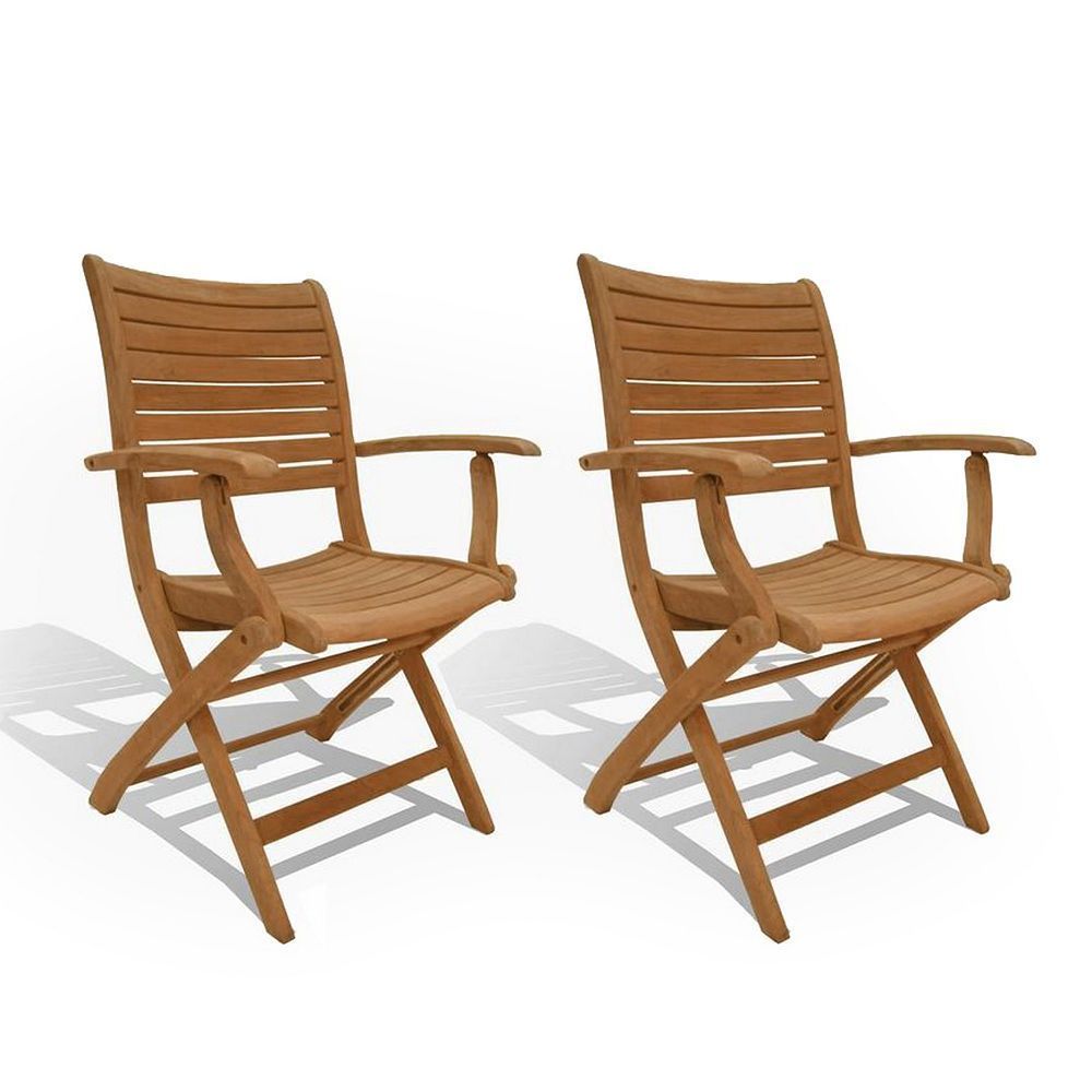 Popular Teak Outdoor Folding Armchairs Intended For Amazonia Teak 2 Pc (View 9 of 15)