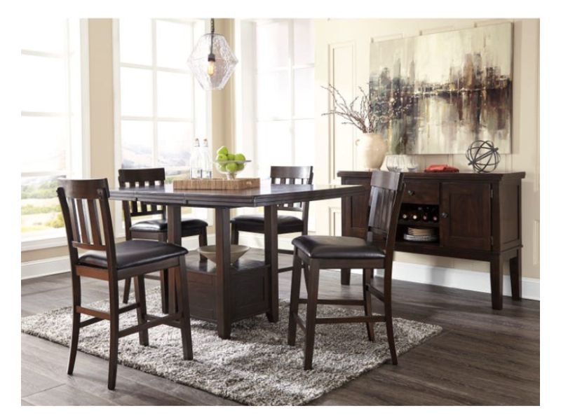 Preferred Dark Brown 6 Piece Patio Dining Sets Pertaining To Ashley Haddigan 6 Piece Counter Dining Set With Server In Dark Brown (View 9 of 15)