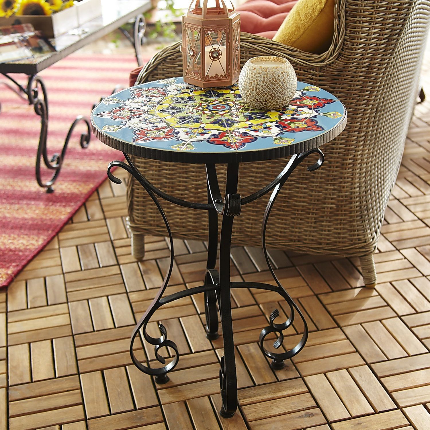 Preferred Emilio Mosaic Accent Table – Pier1 Inside Mosaic Black Iron Outdoor Accent Tables (View 12 of 15)
