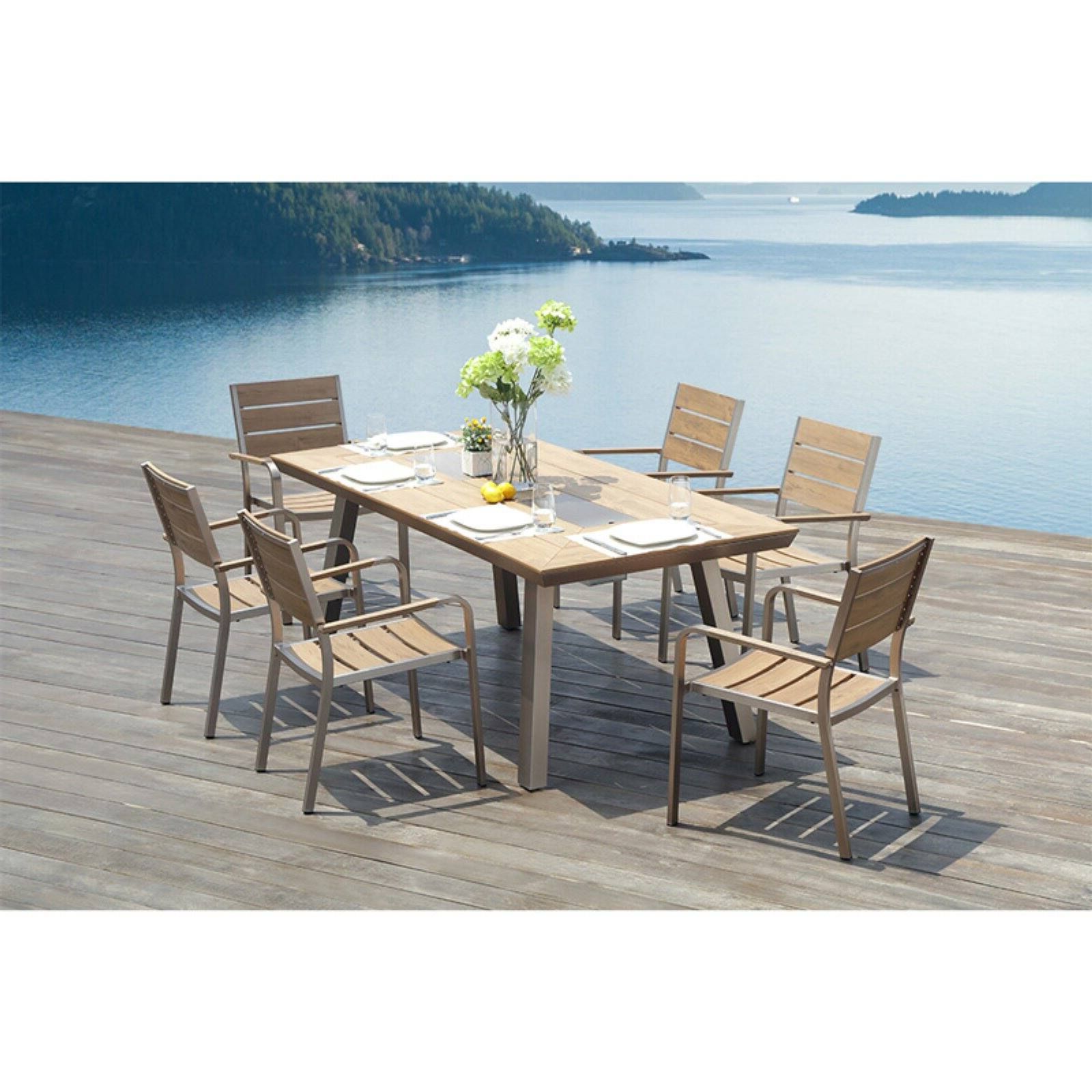 Preferred Ove Decors Pompano 7 Piece Wood Patio Dining Set – Walmart In 7 Piece Patio Dining Sets (View 9 of 15)