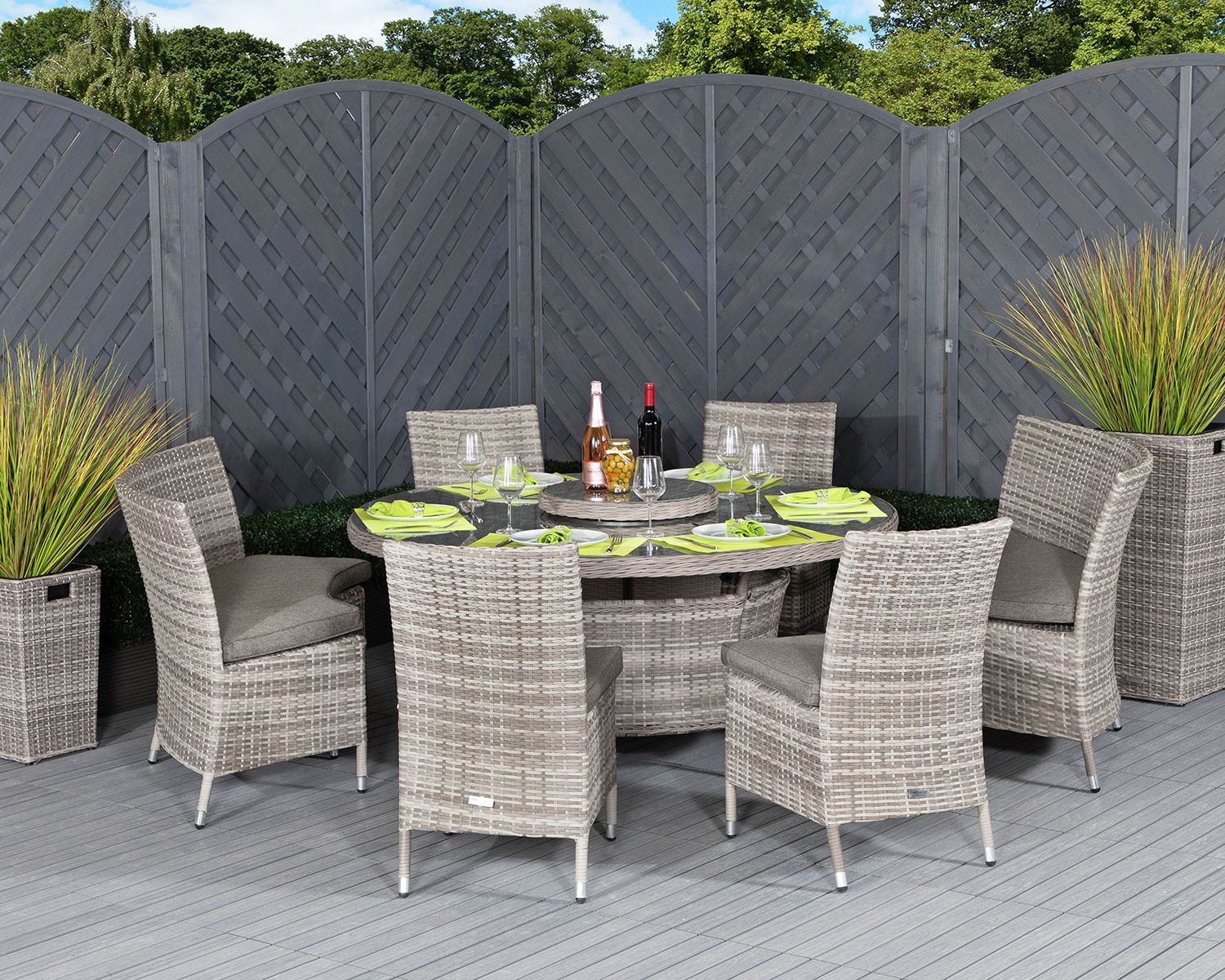 Rattan Garden Dining Set In Grey – Oxford – Rattan Garden Furniture Throughout 2019 Distressed Gray Wicker Patio Dining Sets (View 9 of 15)