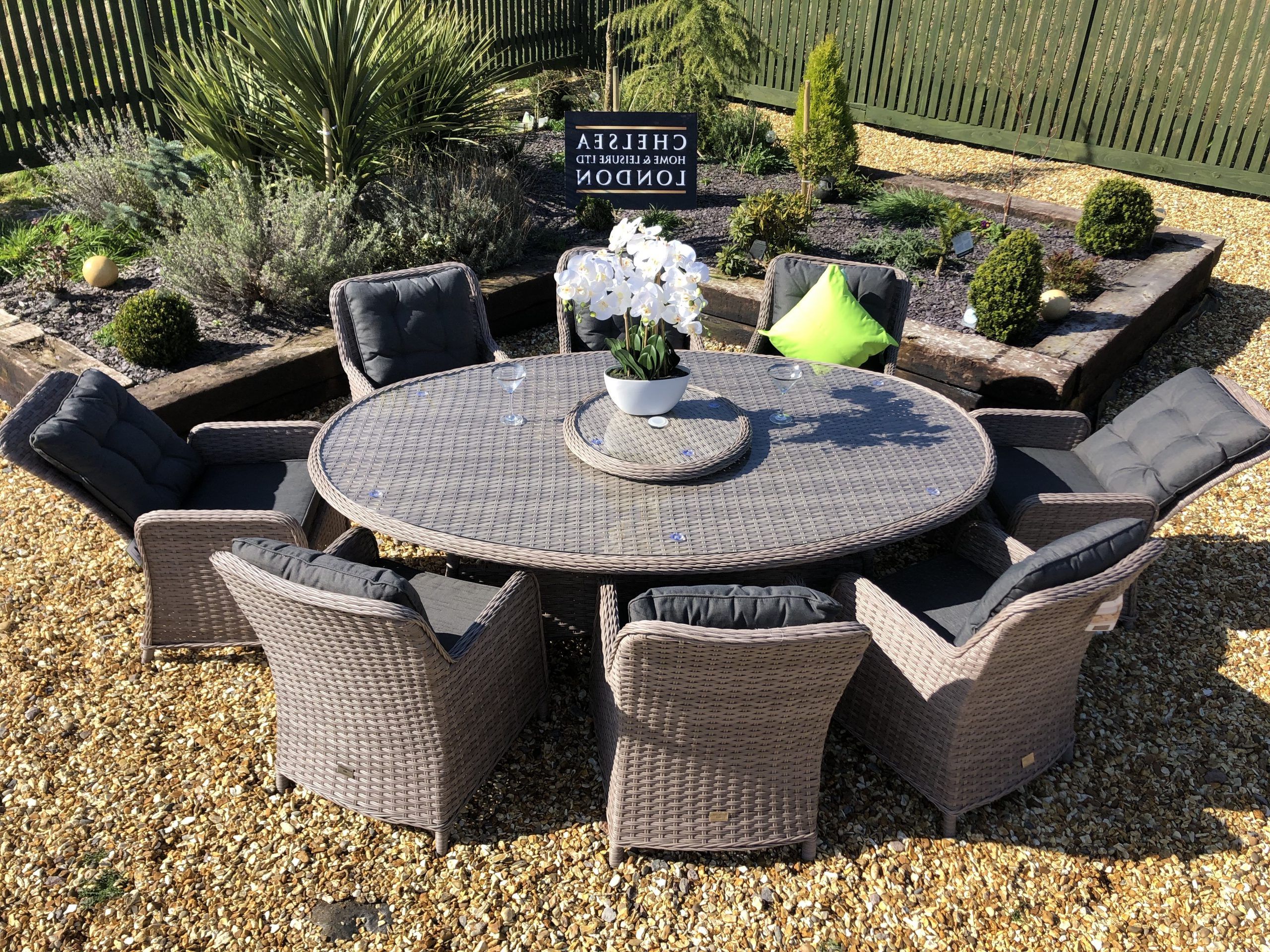 Rattan Premium Oval Dining Set – Rattan Garden Furniture Outlet Throughout Latest Gray Outdoor Table And Loveseat Sets (View 13 of 15)