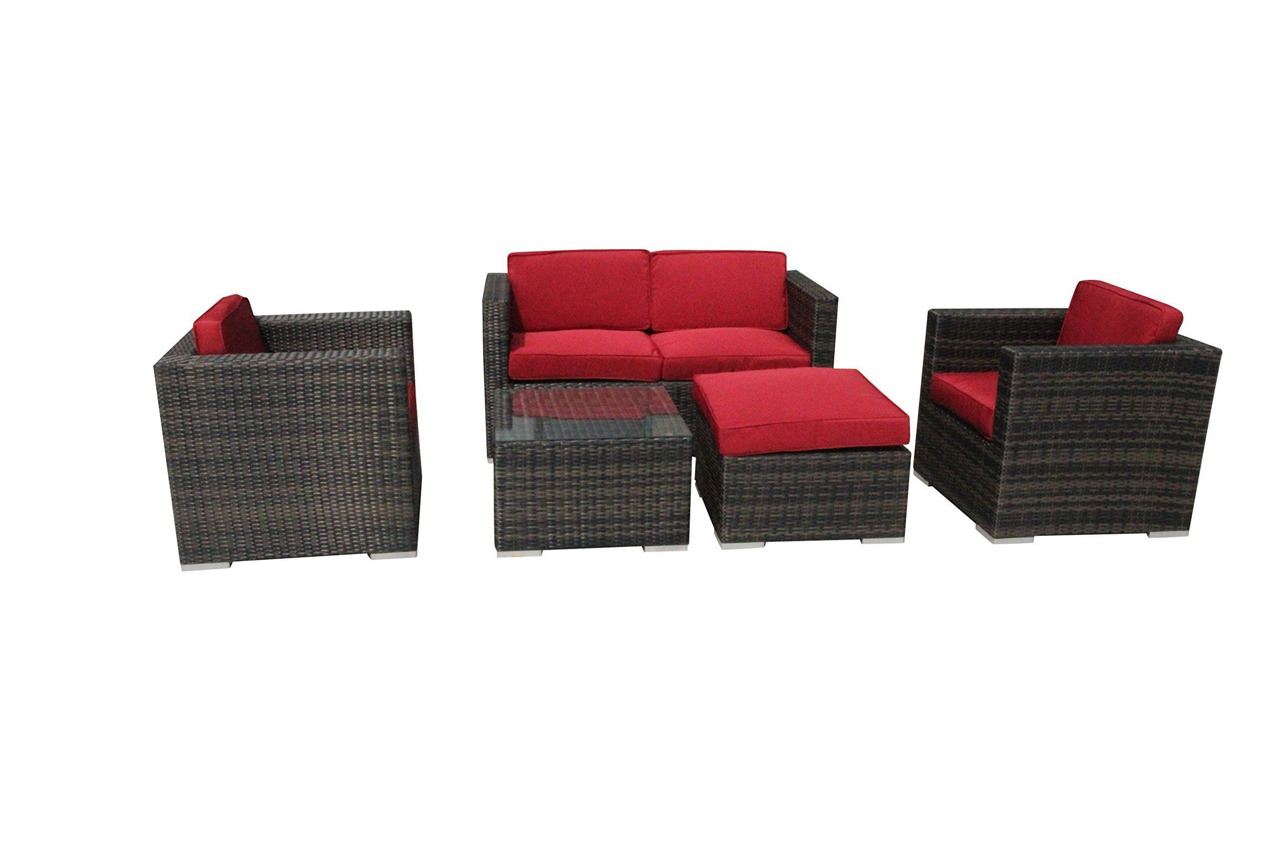 Recent 5 Piece Conversation Set Patio Sofa Set Red — Visit The Image Link Within Red Loveseat Outdoor Conversation Sets (View 8 of 15)