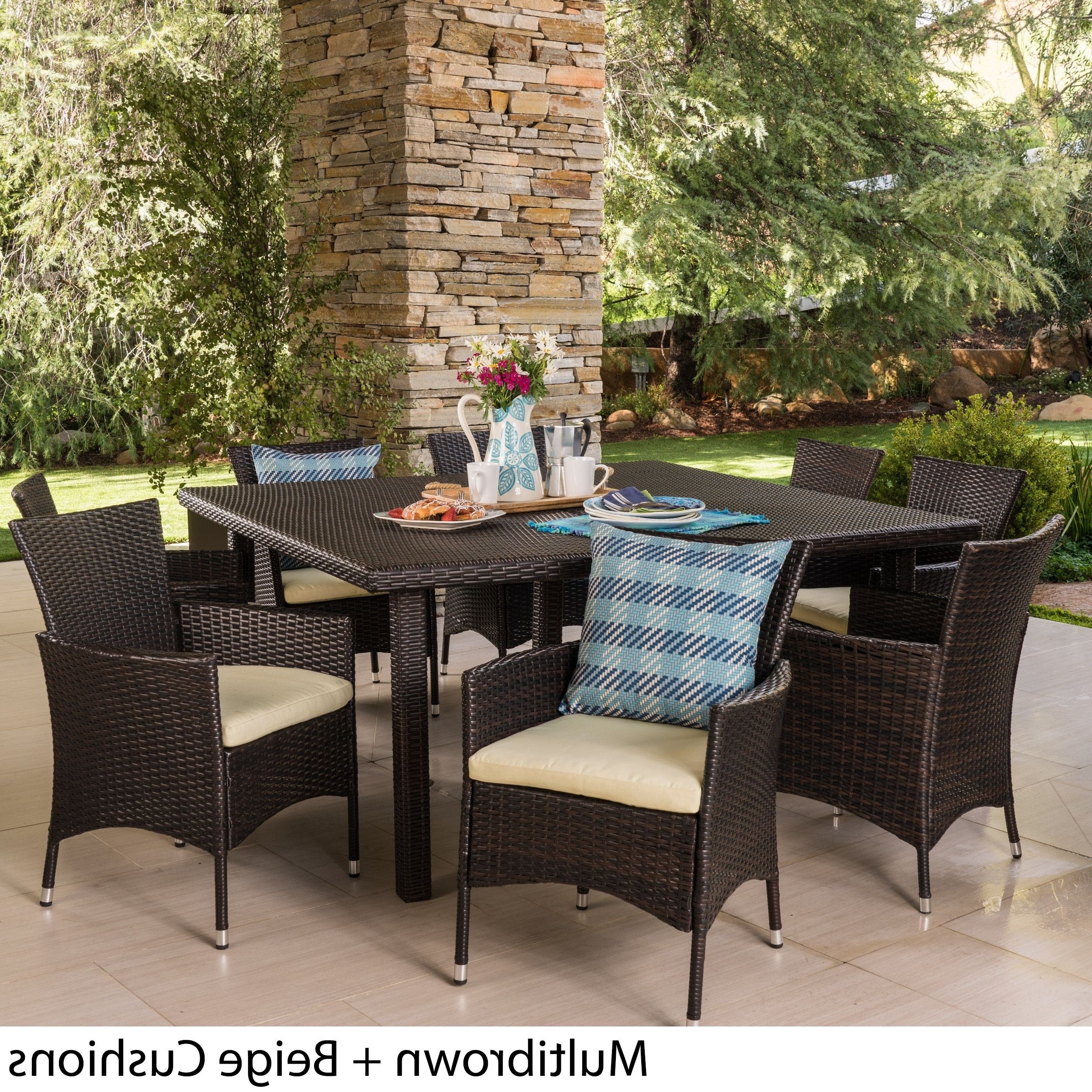 Recent 9 Piece Patio Dining Sets In Christopher Knight Home Aristo Outdoor 9 Piece Square Wicker Dining Set (View 1 of 15)