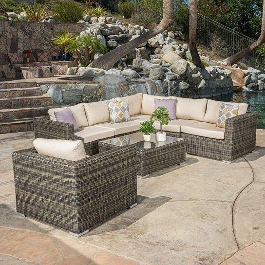 Recent Buy Henderson Outdoor 7 Piece Wicker Seating Sectional Set With Pertaining To Outdoor Seating Sectional Patio Sets (View 15 of 15)