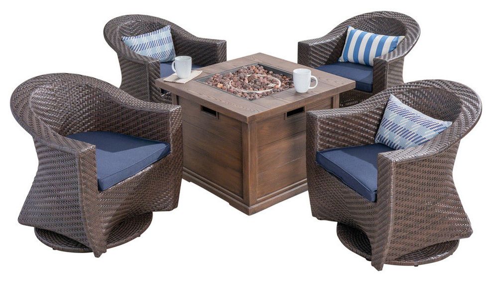 Recent Gdf Studio 5 Piece Crystal Outdoor 4 Seat Fire Pit Set With Wicker Regarding 5 Piece 4 Seat Outdoor Patio Sets (View 10 of 15)