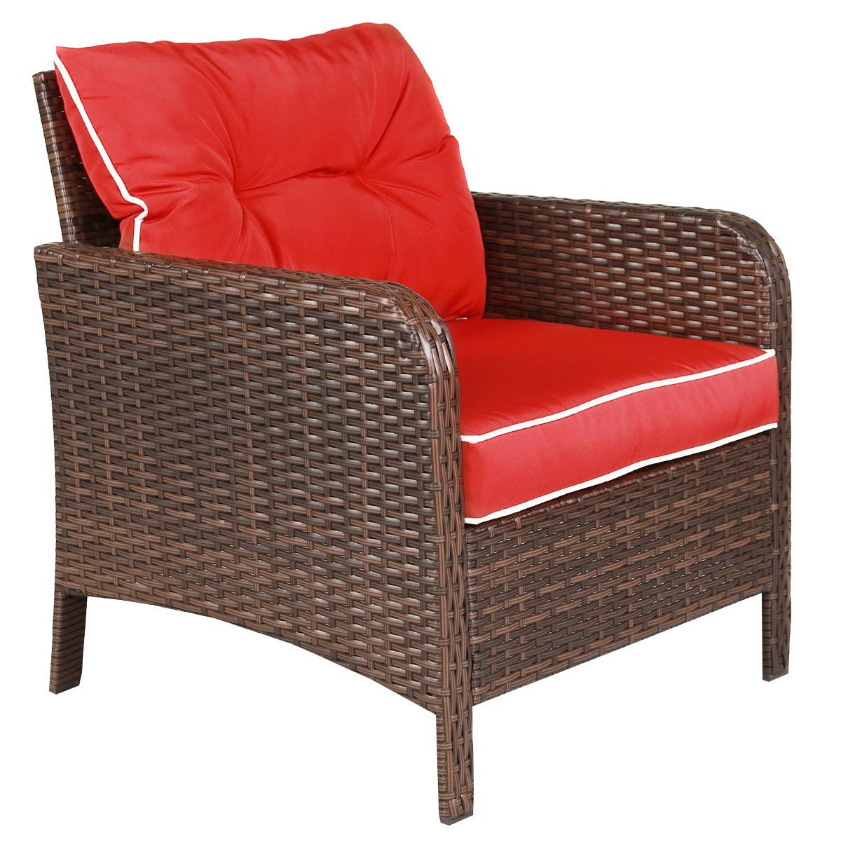 Red Loveseat Outdoor Conversation Sets With 2020 Goplus Conversation Set, 5 Piece Rattan Wicker Furniture Set Sofa (View 13 of 15)