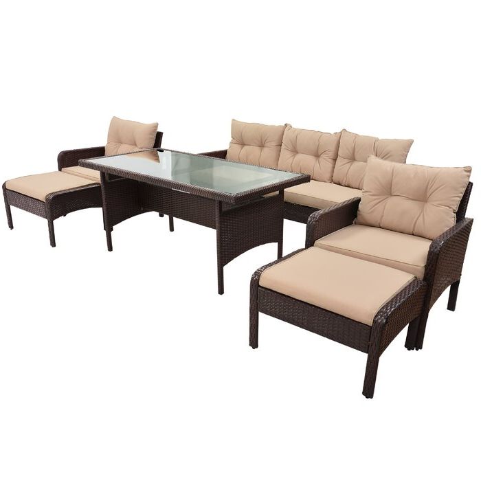 Red Loveseat Outdoor Conversation Sets With Most Up To Date Red Barrel Studio® Patio Conversation Sets 6 Piece Outdoor Terrace Pe (View 7 of 15)