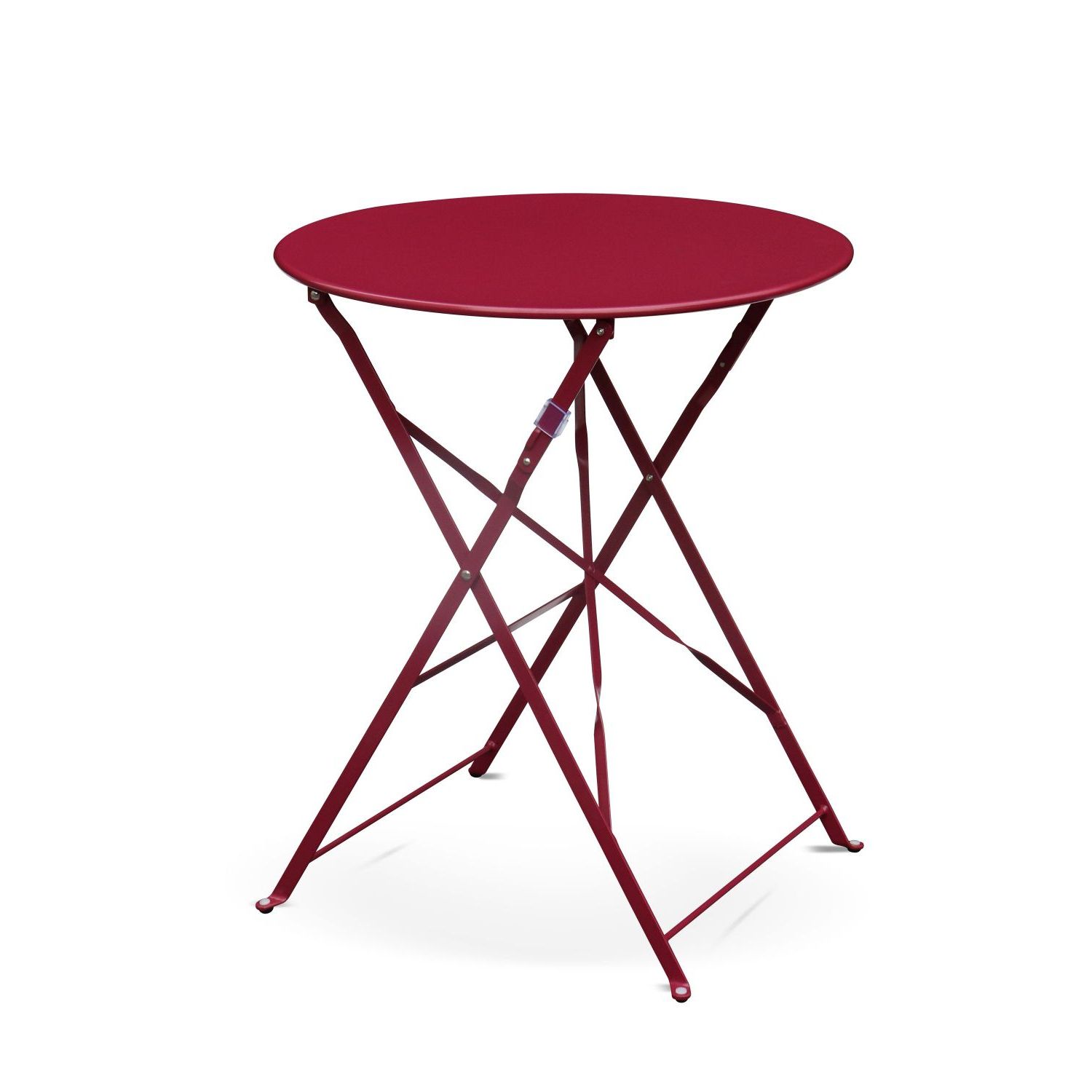 Red Metal Outdoor Table And Chairs Sets With Regard To Current Foldable Wine Red Emilia Bistro Garden Set, Ø60cm Round Table With Two (View 11 of 15)