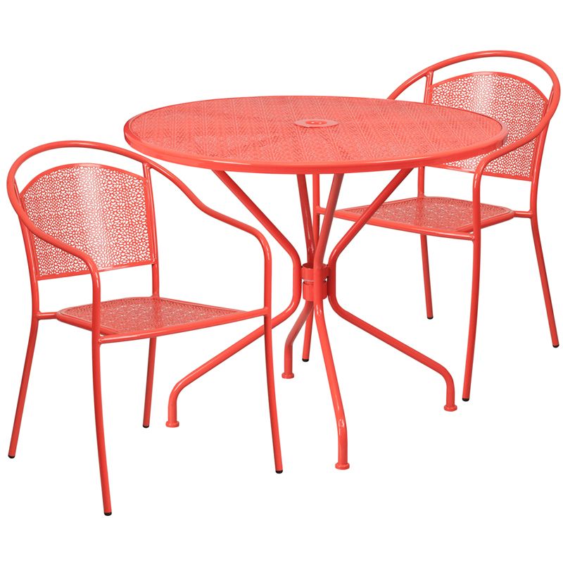 Red Steel Indoor Outdoor Armchair Sets With Well Known Flash Furniture Co 35rd 03chr2 Red Gg  (View 13 of 15)