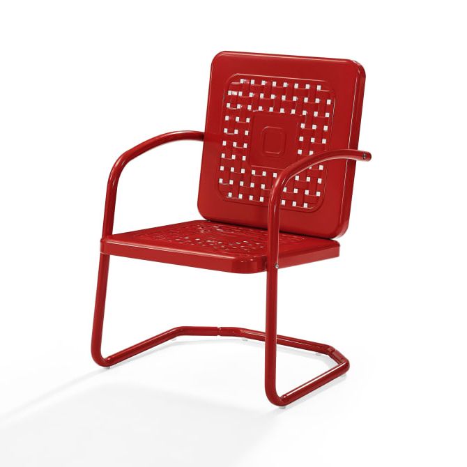 Red Steel Indoor Outdoor Armchair Sets Within Most Recent Bates 2pc Outdoor Metal Armchair Set, Bright Red Gloss – Crosley Furniture (View 9 of 15)