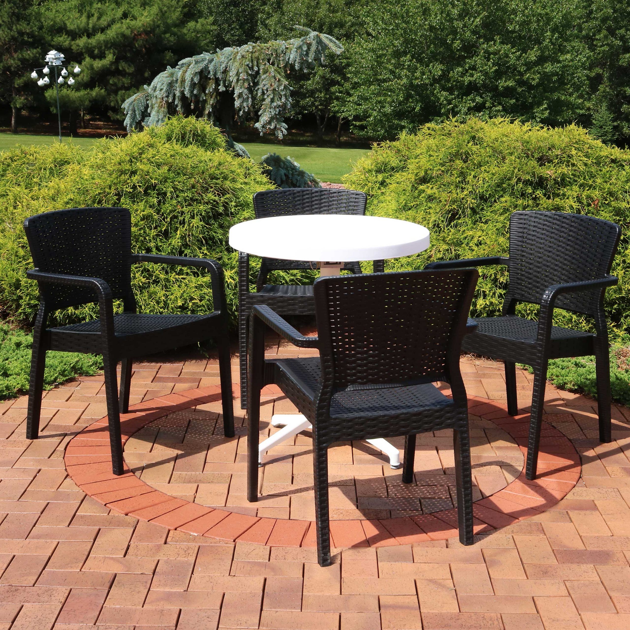 Round 5 Piece Outdoor Patio Dining Sets Pertaining To Popular Sunnydaze All Weather Segonia Outdoor 5 Piece Patio Furniture Dining (View 4 of 15)