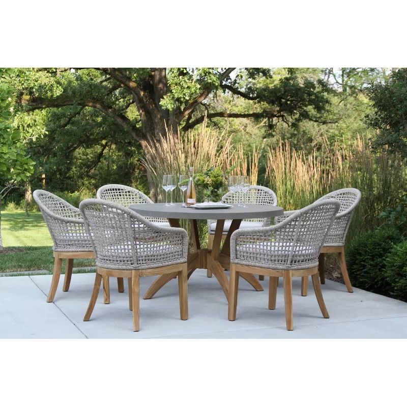 Round Dining Set Within Well Known 7 Piece Teak Wood Dining Sets (View 11 of 15)