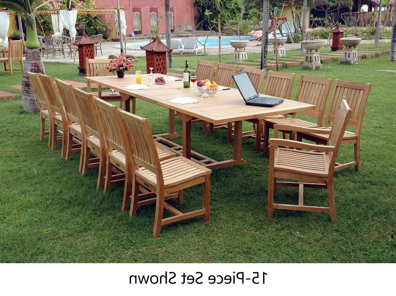 Set 33a 13 Piece Dining Set With 117" Valencia Rectangular Double Inside Well Known 13 Piece Extendable Patio Dining Sets (View 2 of 15)
