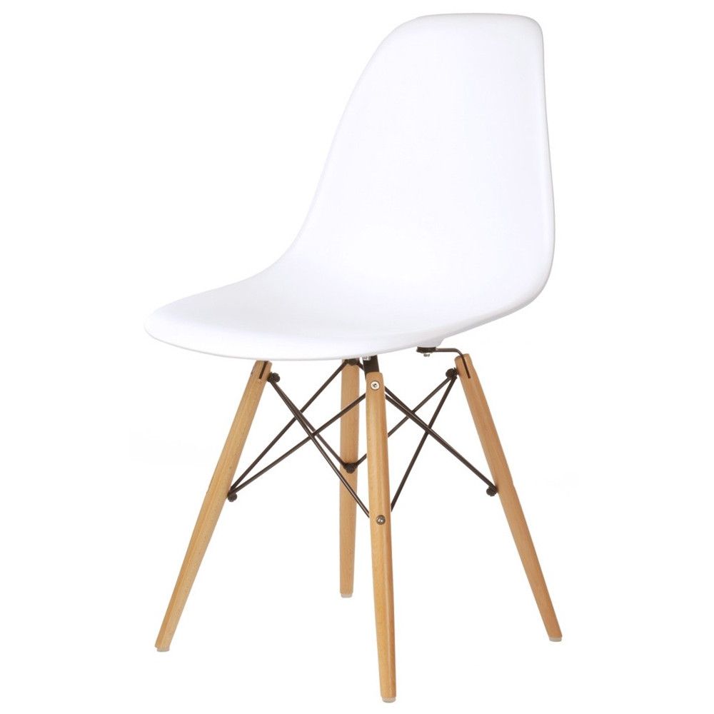 Set Of 2 Eames Style Dsw Molded White Plastic Dining Shell Chair With Within Most Recently Released White Shell Large Patio Dining Sets (View 14 of 15)