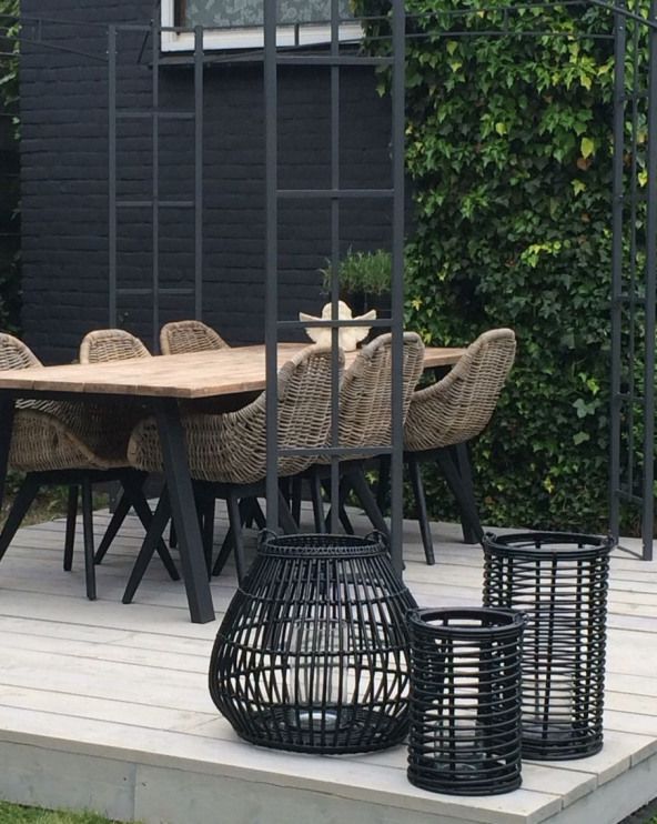 Summer Style!! Gray Black And Natural Wicker And Pale Wood Outdoor Throughout Newest Natural Woven Modern Outdoor Chairs Sets (View 3 of 15)
