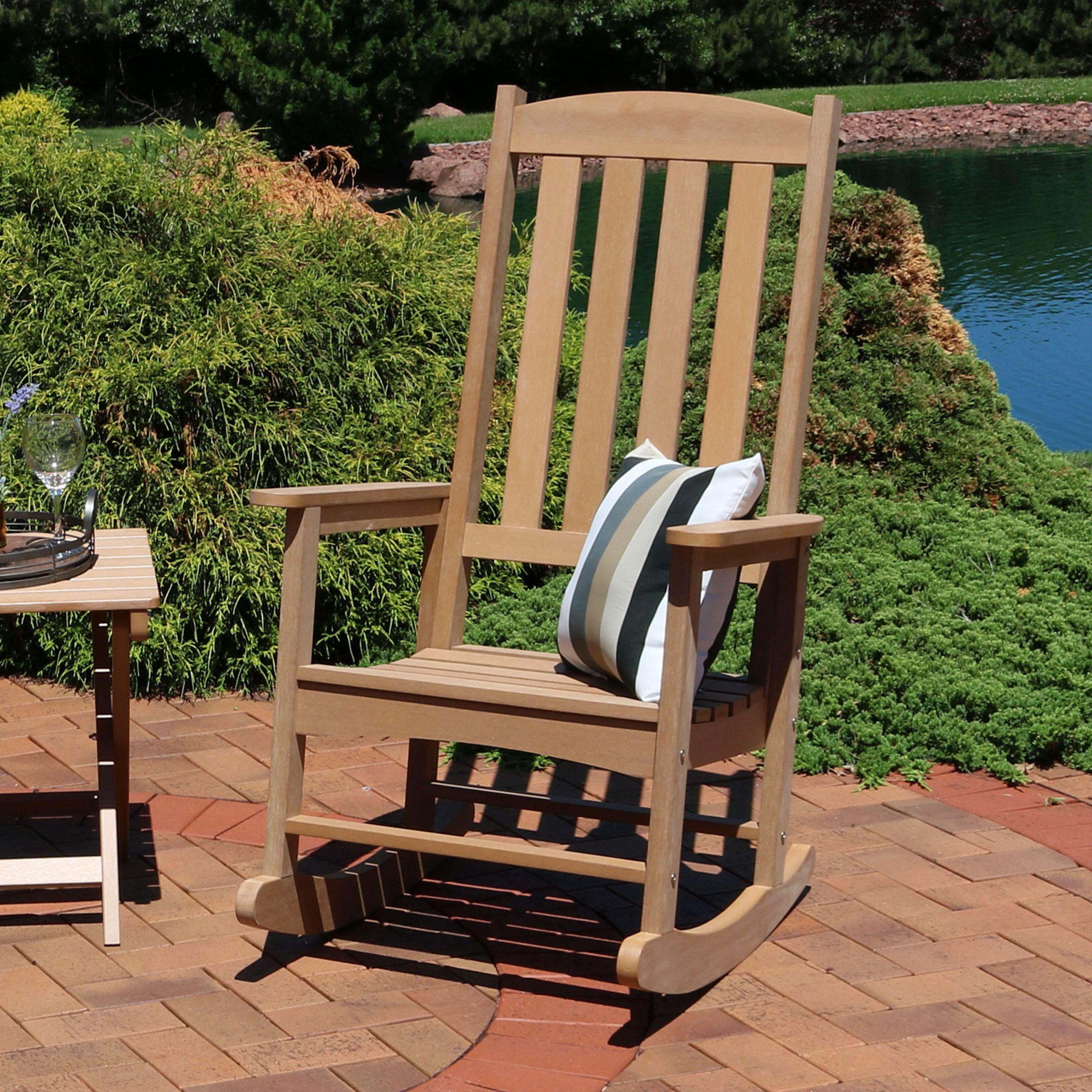 Sunnydaze All Weather Rocking Chair With Faux Wood Design, Multiple For Well Known Wood Outdoor Armchair Sets (View 15 of 15)