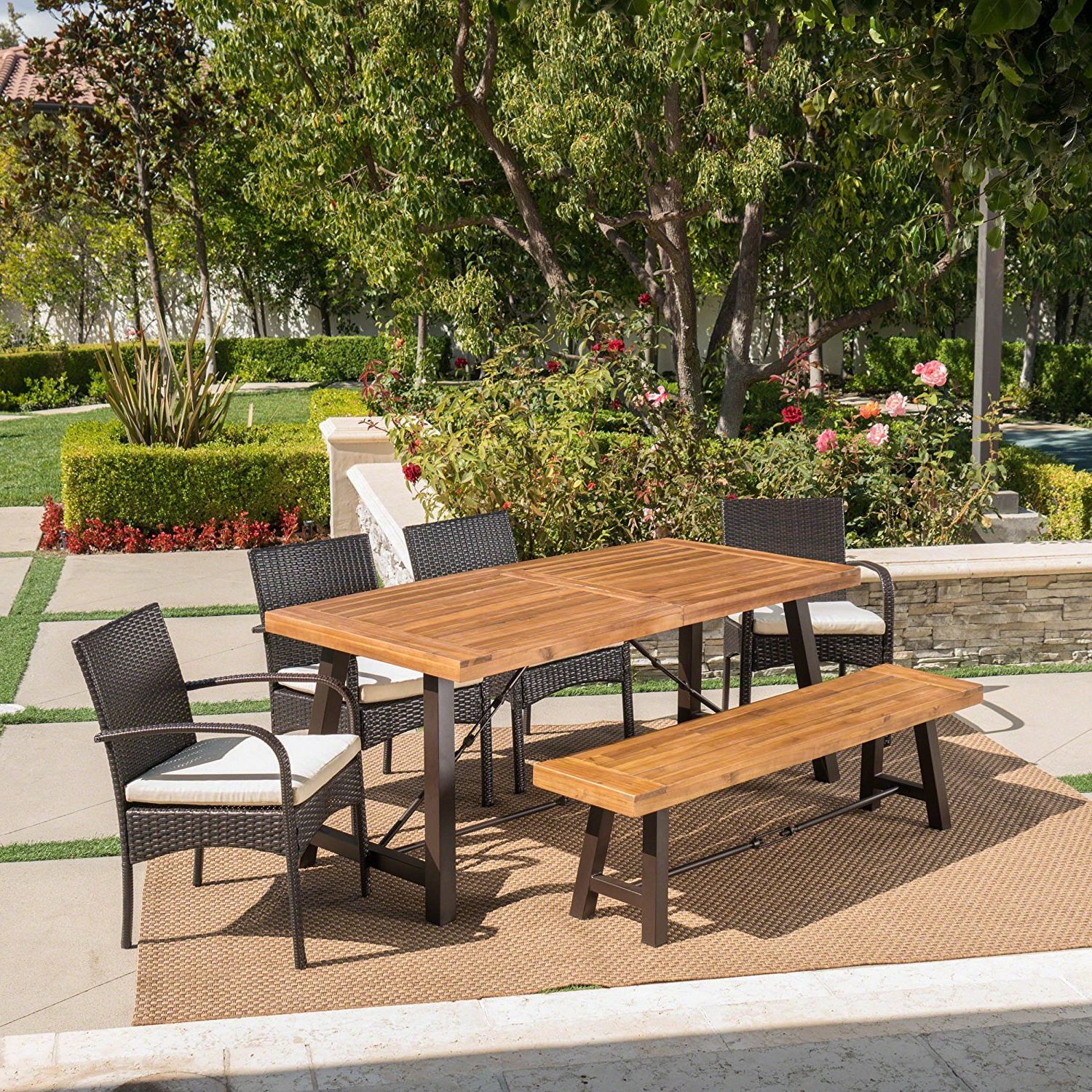 Teak And Wicker Dining Sets With Regard To 2019 Luxury Furniture Review: Belham Outdoor 6 Piece Teak Finished Acacia (View 8 of 16)