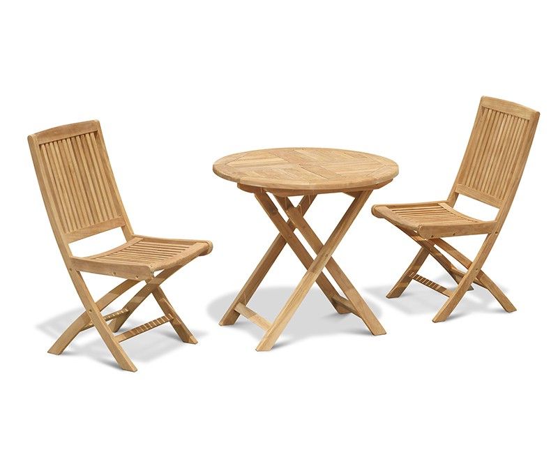 Teak Folding Chair Patio Dining Sets In Widely Used Suffolk Teak Folding Outdoor Dining Set For Two (View 14 of 15)