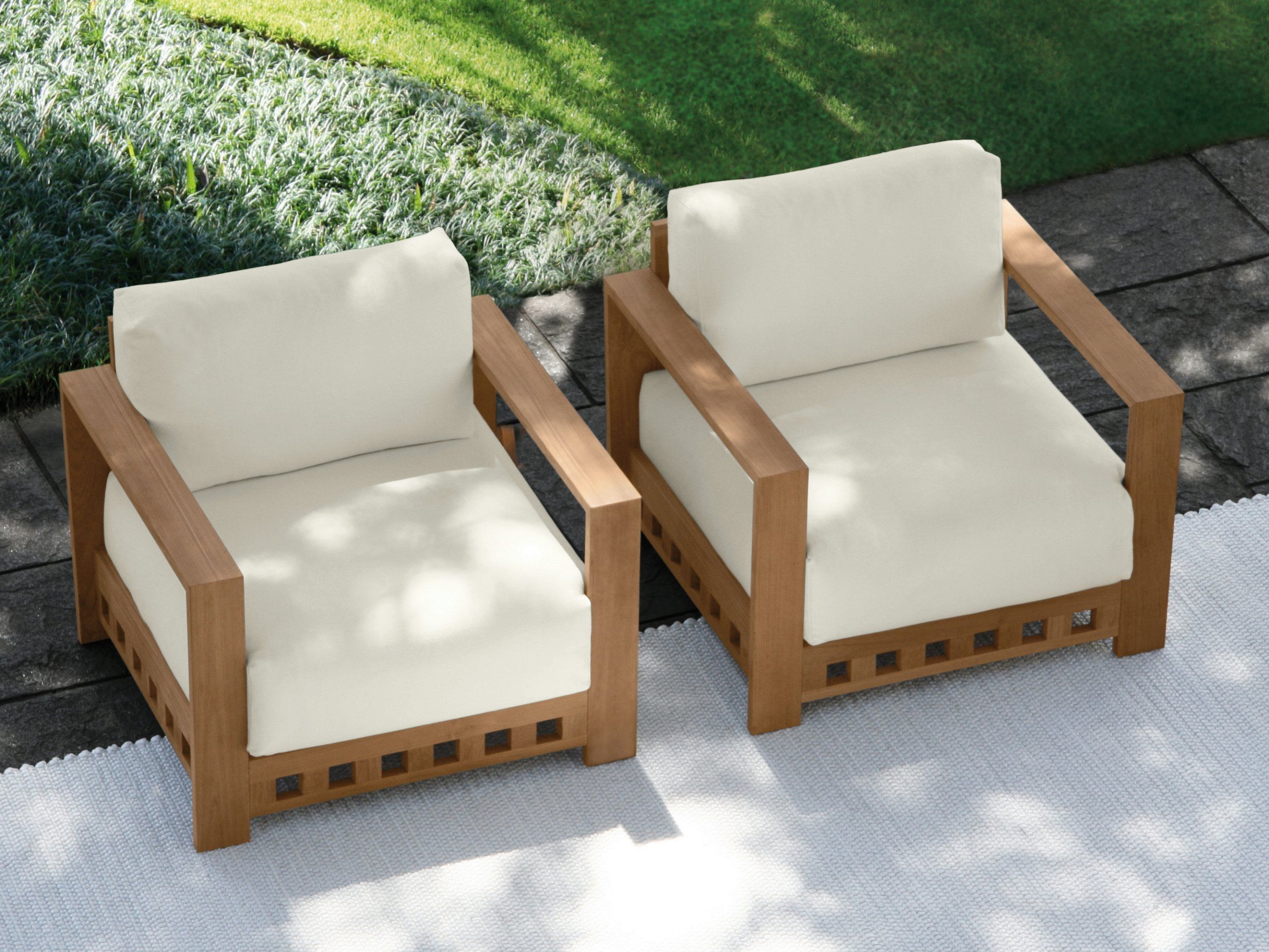 Teak Garden Armchair With Armrests Square Square Collection Intended For Preferred Teak Outdoor Armchairs (View 12 of 15)