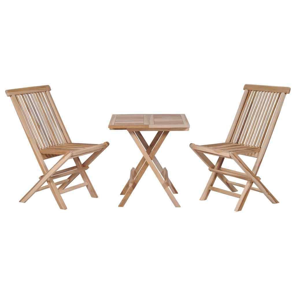 Teak Outdoor Folding Chairs Sets With Well Liked Solid Teak Folding Bistro Set 3 Piece Dinning Furniture Chair Table (View 7 of 15)