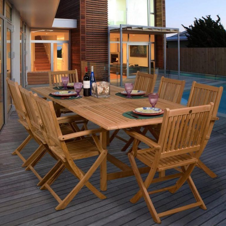 Teak Outdoor Square Dining Sets Pertaining To Popular Teak Hamburg 9 Piece Teak Patio Dining Set With 67 X 39 Inch (View 4 of 15)