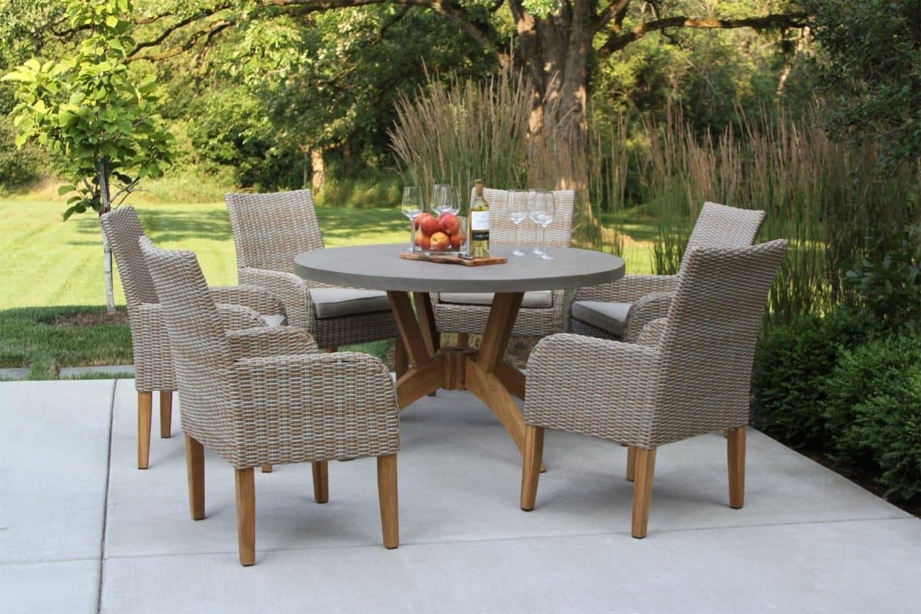 Teak Wood & Ash Wicker Dining Side Chair With Sunbrella Fabrics, 2pk (View 16 of 16)