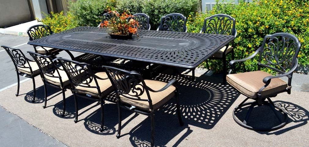 Trendy 11 Piece Aluminum Outdoor Dining Set Rectangle Santa Clara Extension Throughout 11 Piece Extendable Patio Dining Sets (View 15 of 15)