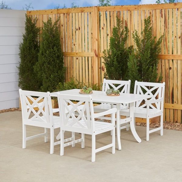 Trendy 5 Piece Outdoor Bench Dining Sets For Shop Havenside Home Surfside 5 Piece White Patio Dining Set With Table (View 12 of 15)