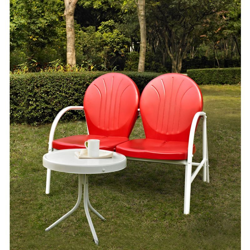 Trendy Crosley Furniture – Griffith 2 Piece Metal Outdoor Conversation Seating With Red Metal Outdoor Table And Chairs Sets (View 5 of 15)