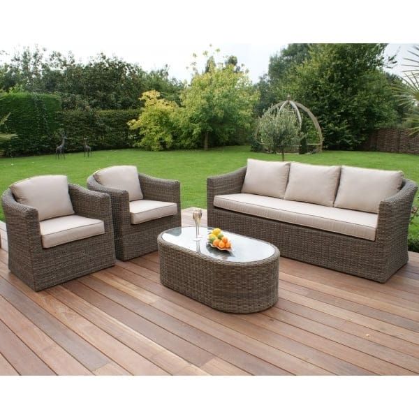 Trendy Maze Rattan Winchester 3 Seat Sofa Set Within 4 Piece 3 Seat Outdoor Patio Sets (View 15 of 15)