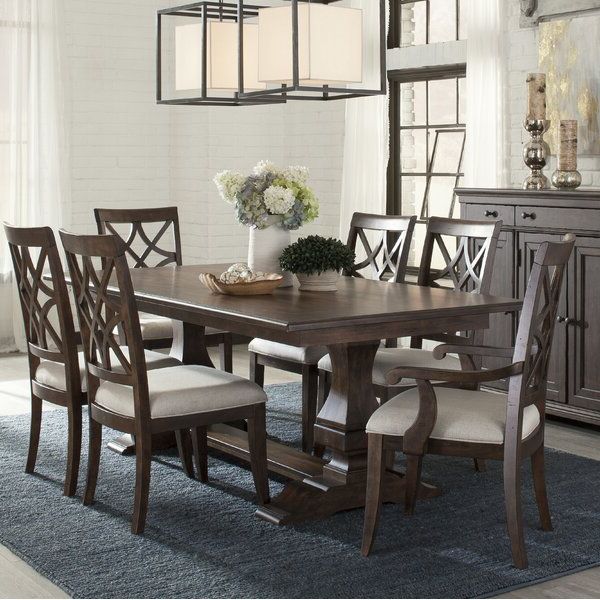 Trisha Yearwood Home Collection 7 – Piece Extendable Solid Wood Dining Regarding Most Recently Released 7 Piece Extendable Dining Sets (View 6 of 15)