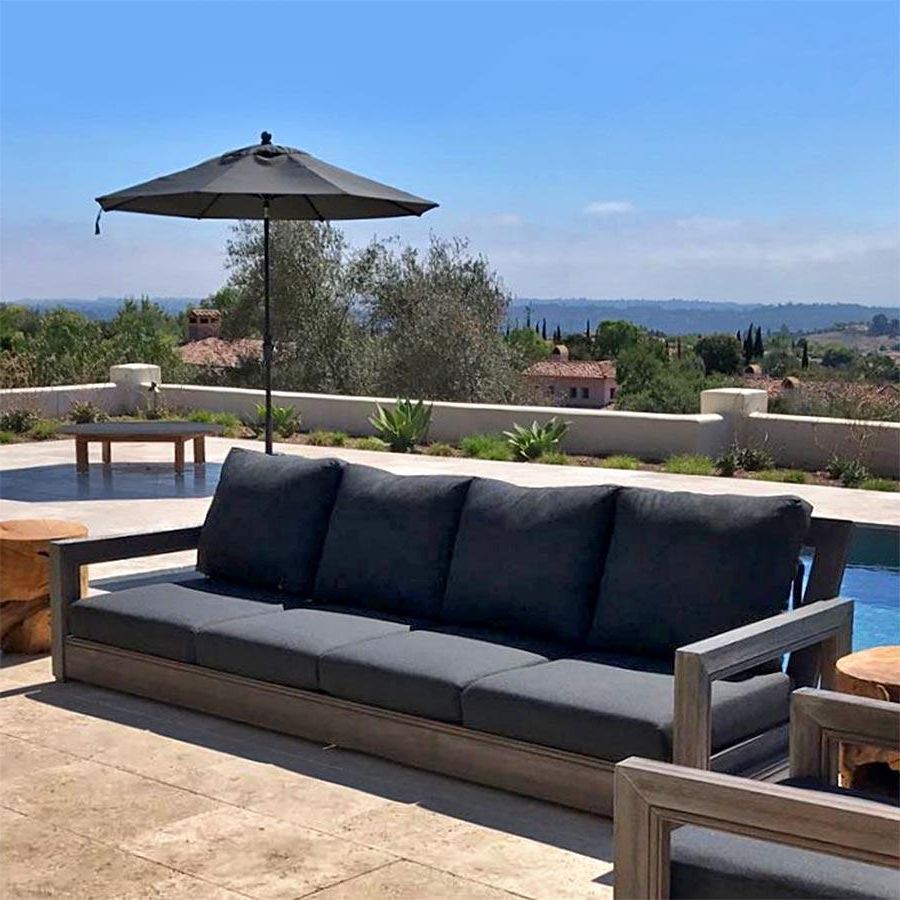 Ventura Teak Outdoor Sofa With Sunbrella Cushion – Iksun Teak Patio For Well Known Mist Fabric Outdoor Patio Sets (View 5 of 15)