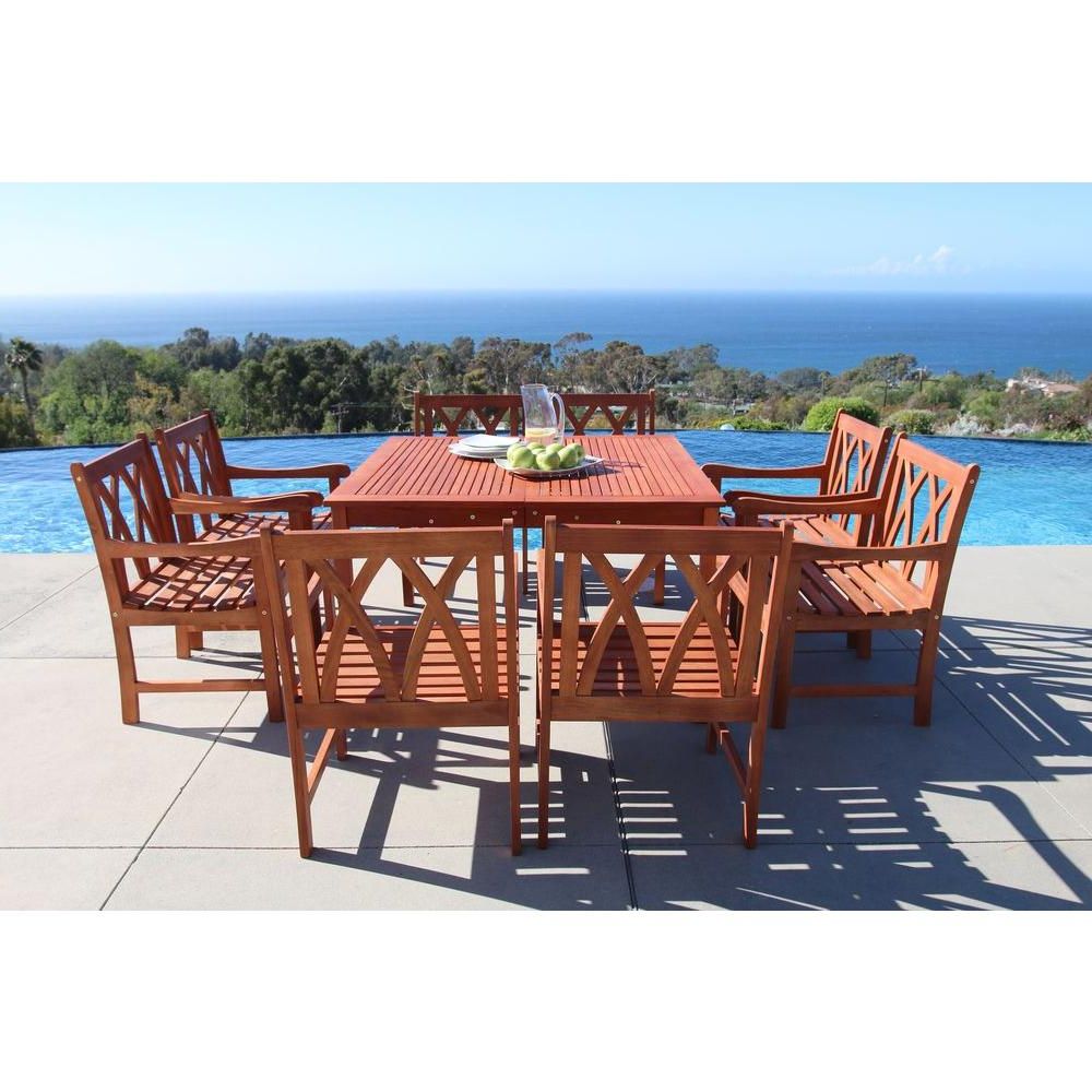 Vifah Malibu 9 Piece Square Patio Dining Set V1401set16 – The Home Depot With Regard To Widely Used 9 Piece Square Dining Sets (View 12 of 15)