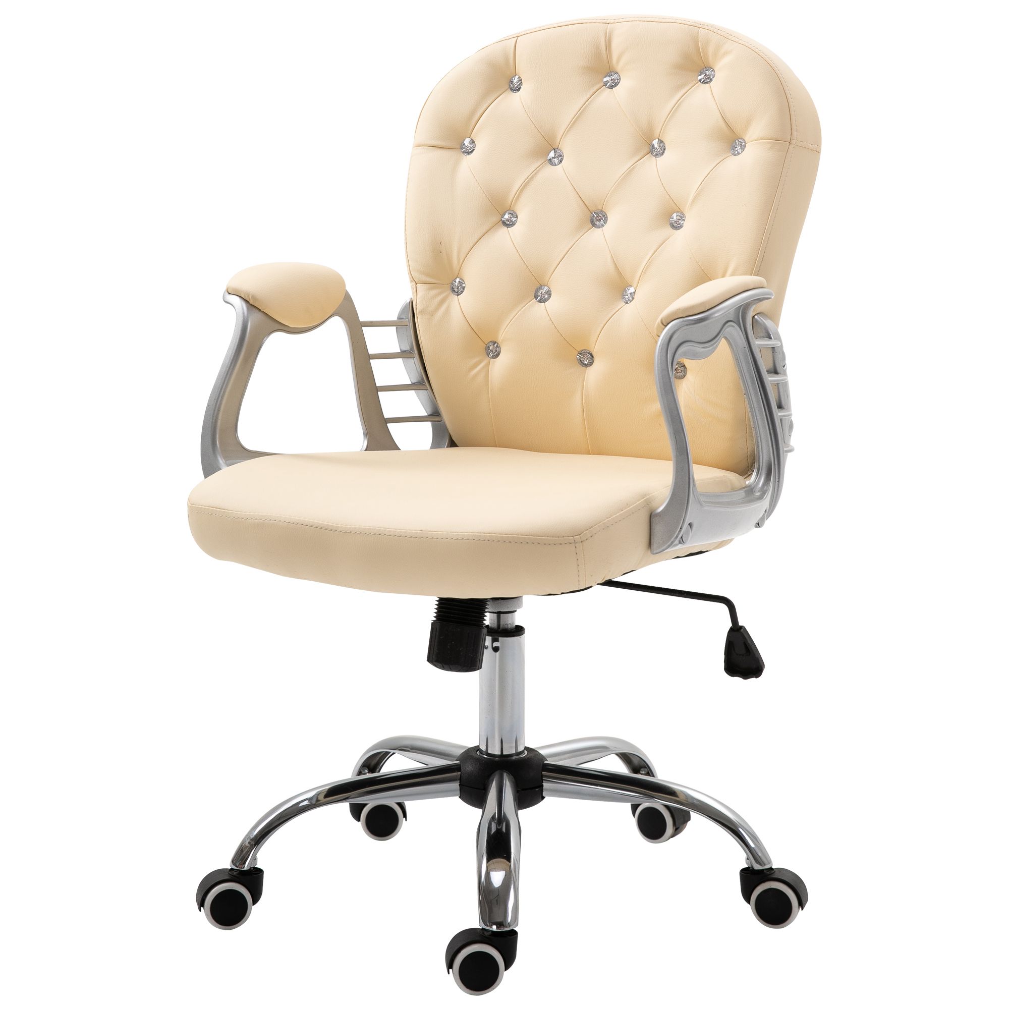 Vinsetto Vanity Middle Back Office Chair Tufted Backrest Swivel Rolling Regarding Most Recent Fabric Outdoor Middle Chair Sets (View 13 of 15)