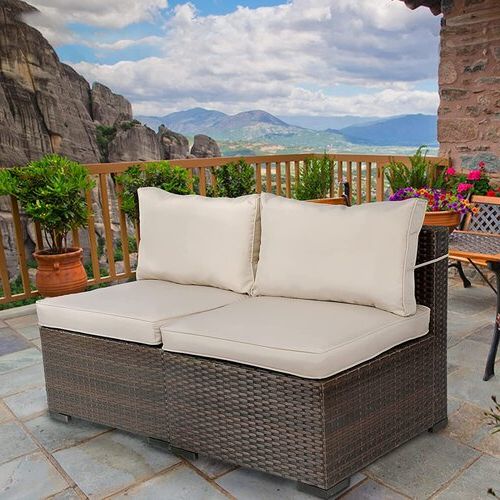 Well Known 2 Piece Outdoor Wicker Sectional Sofa Sets With Regard To Ebern Designs 2 Piece Modular Wicker Outdoor Patio Armless Sets Rattan (View 8 of 15)