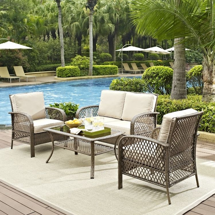 Well Known 4 Piece Wicker Outdoor Seating Sets Within Crosley Furniture – Tribeca 4 Piece Outdoor Wicker Seating Set With (View 6 of 15)
