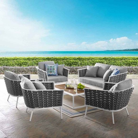 Well Known 6 Piece Outdoor Sectional Sofa Patio Sets With Stance 6 Piece Outdoor Patio Aluminum Sectional Sofa Set  Modern In Designs (View 7 of 15)
