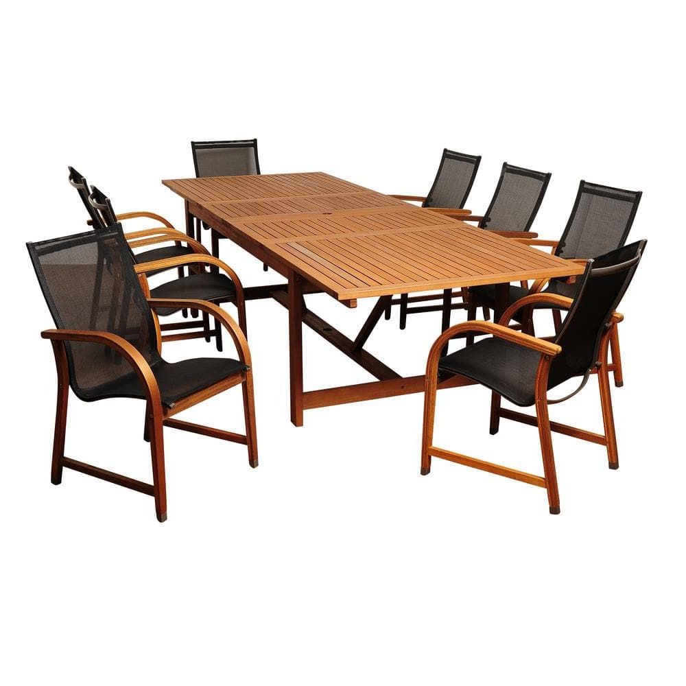 Well Known Amazonia Richards Rectangular 9 Piece Eucalyptus Extendable Patio Intended For Eucalyptus Extendable Patio Dining Sets (View 13 of 15)