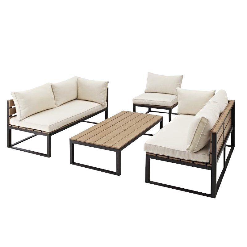 Well Known Black Cushion Patio Conversation Sets Regarding 4 Piece Outdoor Conversation Set With Cushions In Natural And Black (View 3 of 15)
