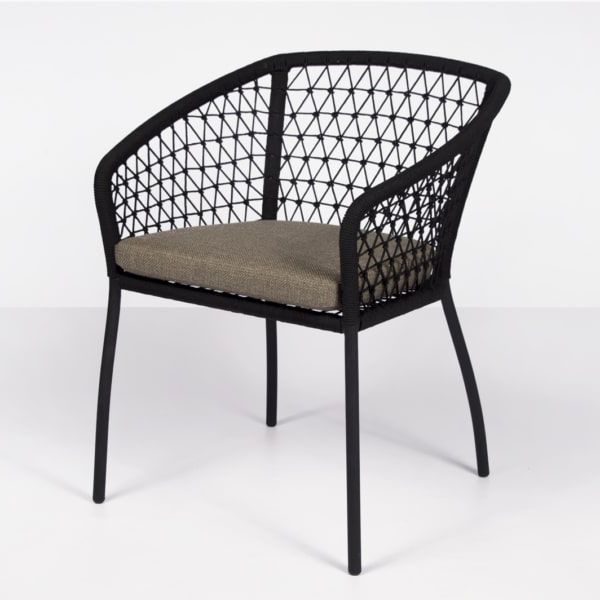 Well Known Black Outdoor Dining Chairs In Lola Black Outdoor Wicker Dining Arm Chair (View 11 of 15)