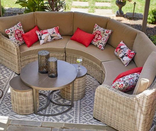 Well Known Capilano Curved All Weather Wicker Patio Sectional Sofa In 2020 Throughout Natural All Weather Outdoor Seating Patio Sets (View 14 of 15)