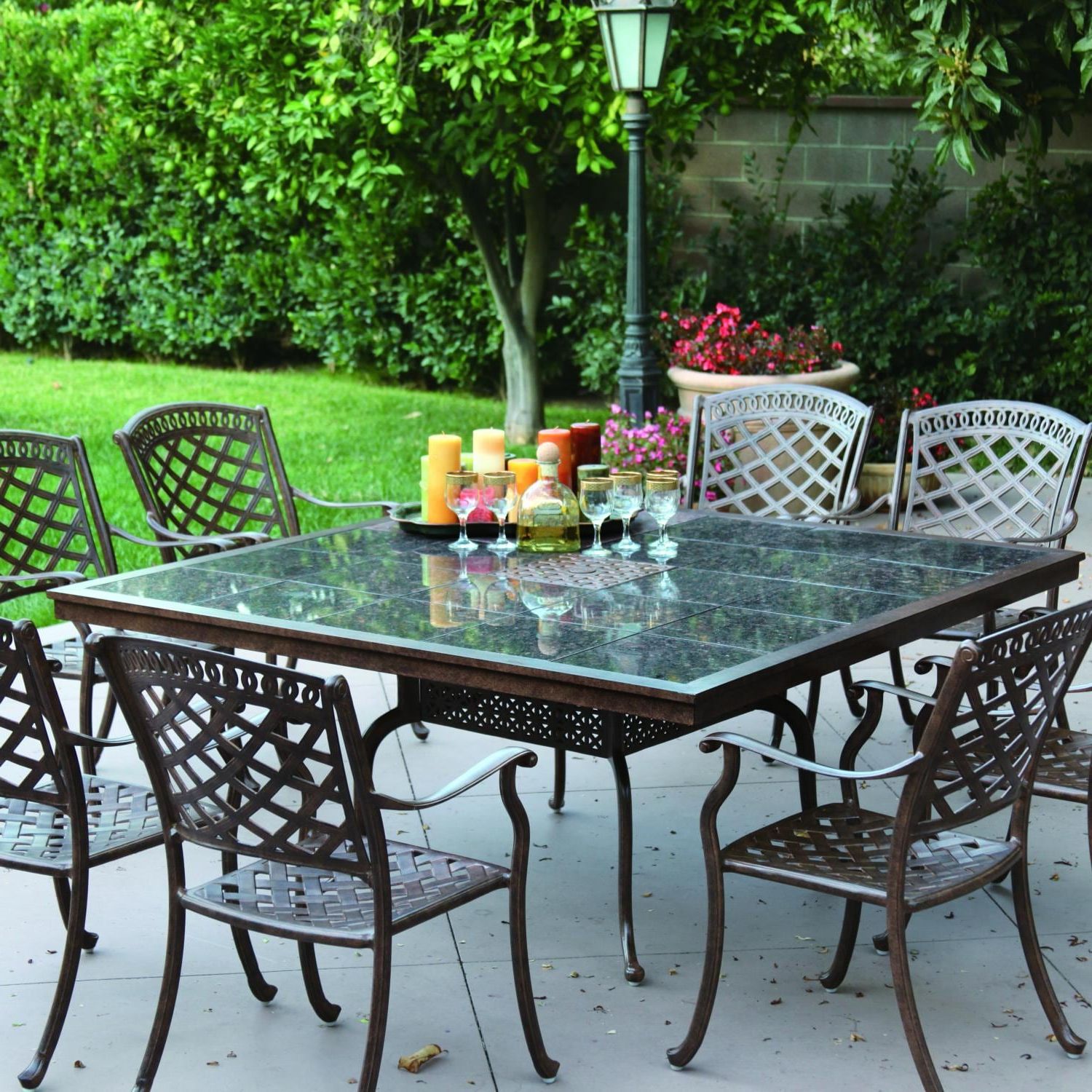 Well Known Darlee Sedona 9 Piece Cast Aluminum Patio Dining Set With Square With 9 Piece Square Dining Sets (View 9 of 15)