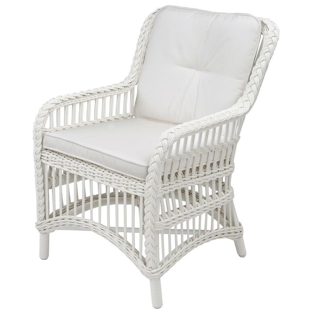 Well Known Kingsley Bate Chatham Coastal Beach White Woven Wicker Outdoor Dining In Fabric Outdoor Wicker Armchairs (View 8 of 15)