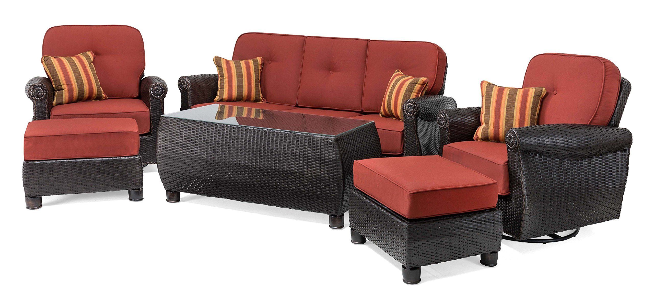 Well Known Lazboy Outdoor Breckenridge 6 Piece Resin Wicker Patio Furniture Pertaining To Red Loveseat Outdoor Conversation Sets (View 12 of 15)