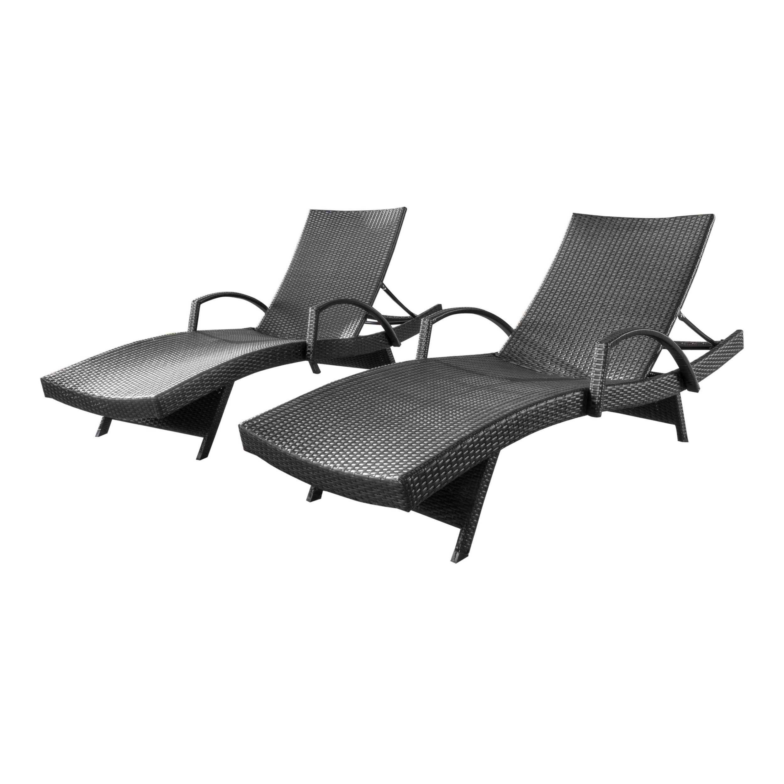 Well Known Marrin Outdoor Grey Wicker Chaise Lounge Chairs (set Of 2) : Lakeport Intended For Steel Arm Outdoor Aluminum Chaise Sets (View 3 of 15)