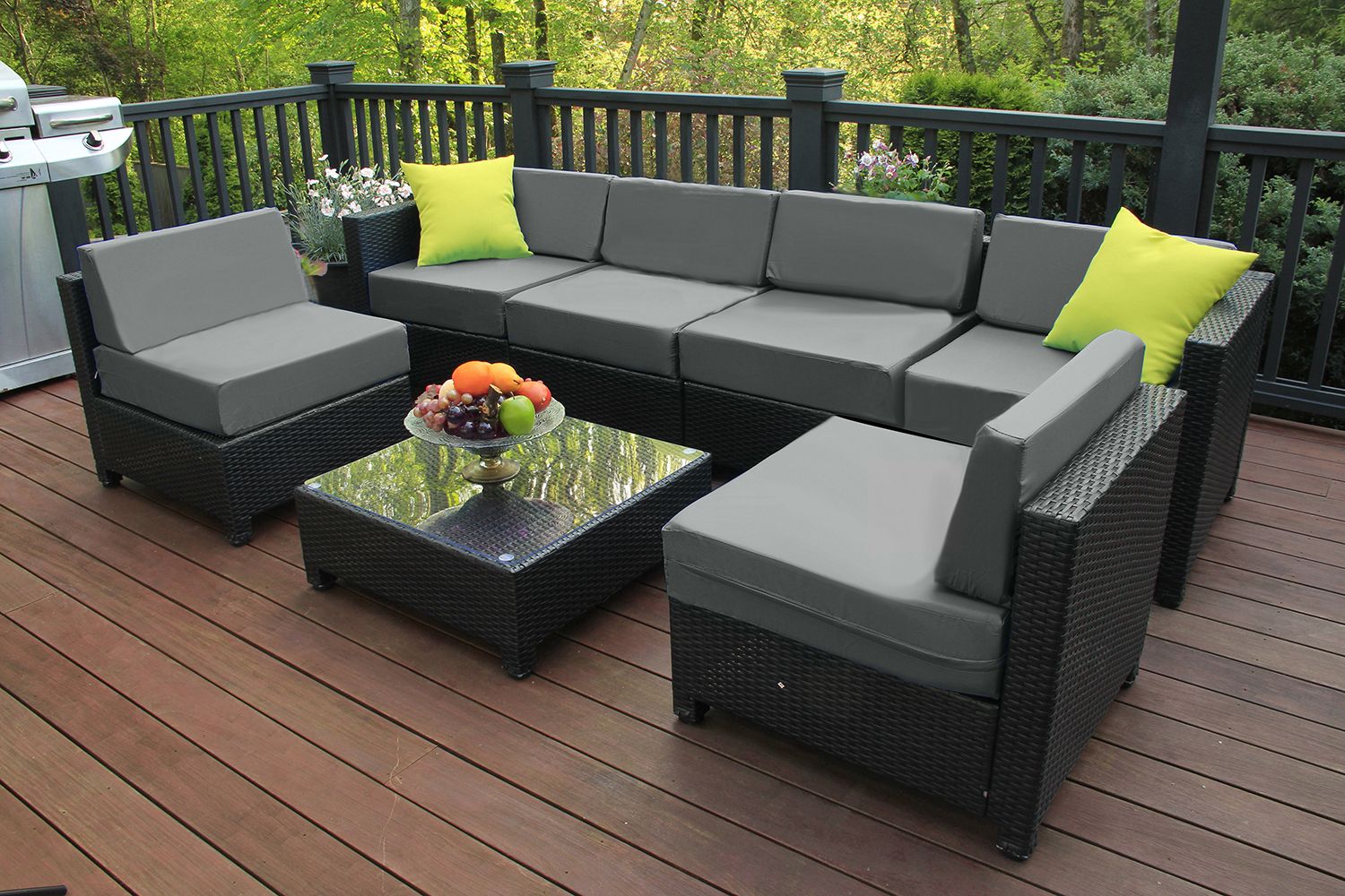 Well Known Mcombo Aluminum Outdoor Patio Furniture Sectional Set Black Wicker Sofa Regarding Dark Brown Patio Chairs With Cushions (View 8 of 15)